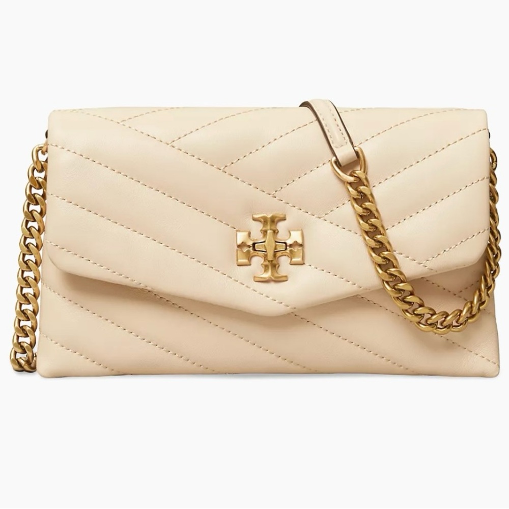 Tory Burch Kira chain wallet in new cream